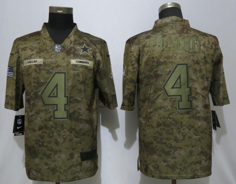 Men Dallas Cowboys #4 Prescott Nike Camo Salute to Service Limited NFL Jerseys->philadelphia eagles->NFL Jersey